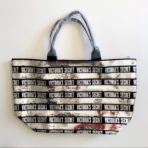 Victoria’s Secret 2 pc Black Silver Sequin Tote